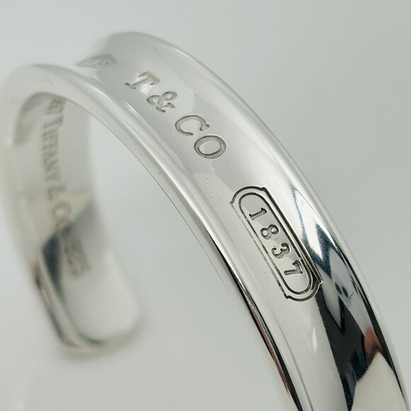 Small 6" Tiffany & Co 1837 Wide Cuff Bracelet in Sterling Silver - Picture 2 of 8